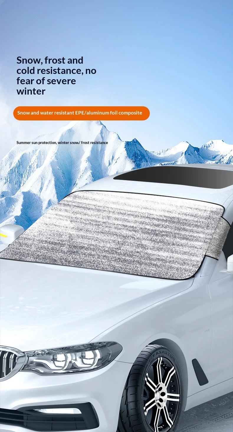 Car Windshield Snow Cover | PE Aluminum Film Winter Ice & Frost Shield | UV Protection & Dustproof Sunshade for Car Windshield