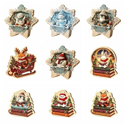 Merry Christmas Wooden Christmas Decoration Star Shape Snowman Deer Home Ornaments Rabbit Santa Claus Wall Decor New Year Gift
