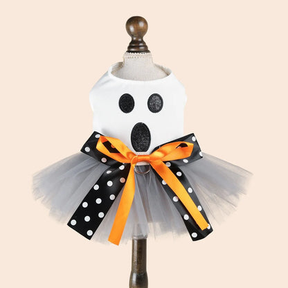 Halloween Costumes Dresses For Dog Elegant Pet Vest With Tutu Skirt Autumn Winter Girl Female Pet Toy Poodle Small Breeds Cat