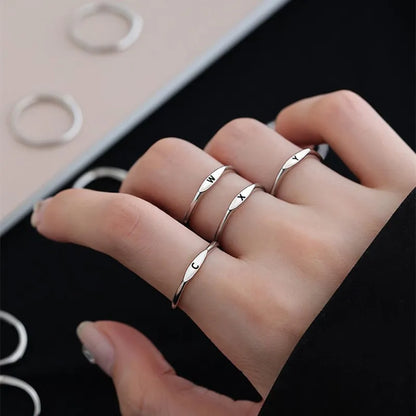 Elegant Initial Letter Alphabet Adjustable Thin Stackable Ring for Women Girl