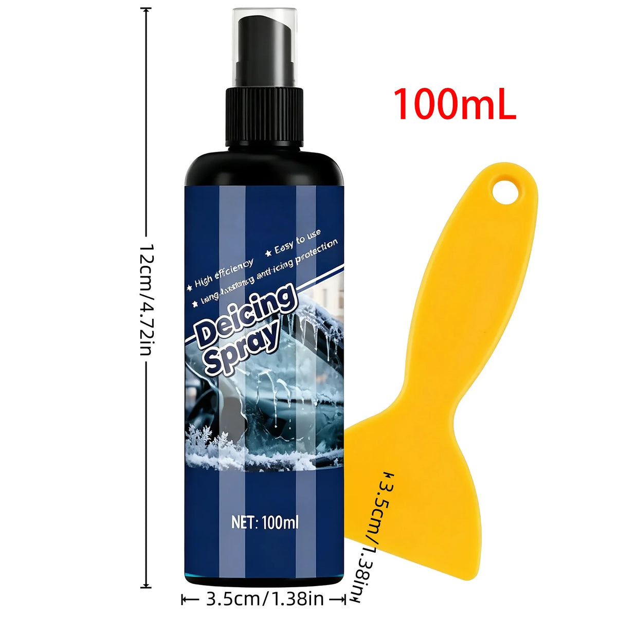 Freezer Frost Remover 100/120ml Fridge Freezer Defrosting Spray Ice Removal Spray Quickly Removes Ice Buildup Spray with Shovel
