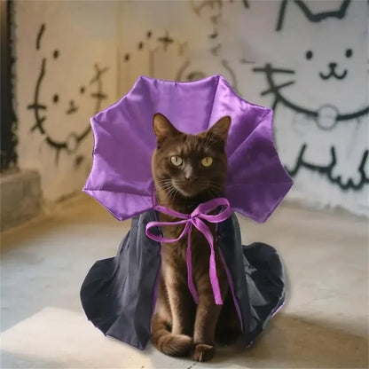 Halloween Pet Costume Cloak with Easy to Wear Laceup Tied Design Comfortable Polyester Dog Cosplay Outfit for Parties 87HA