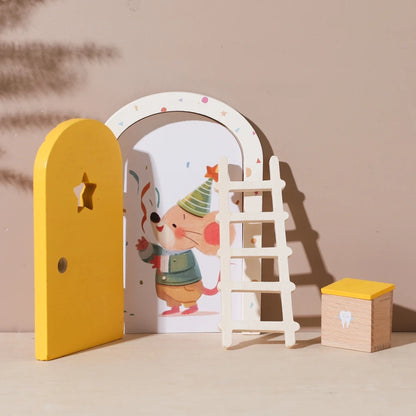 Dollhouse Mini Home Decorations Wood Fairy Elf Door Baby Room Wall Decoration Craft Ornaments Commemorative Tooth Box Baby Gift