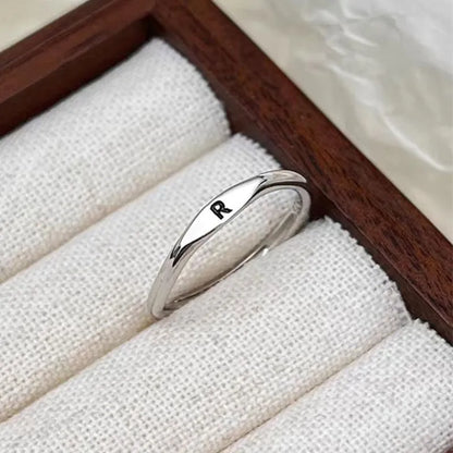 Elegant Initial Letter Alphabet Adjustable Thin Stackable Ring for Women Girl