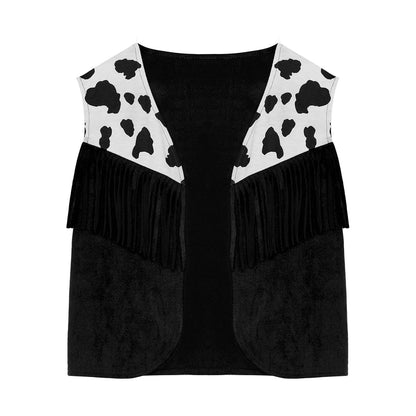 Kids Girl Boy Fringed Vest for Carnival Theme Party Tassels Top Open Front Waistcoat Child Halloween Western Cowboy Costumes