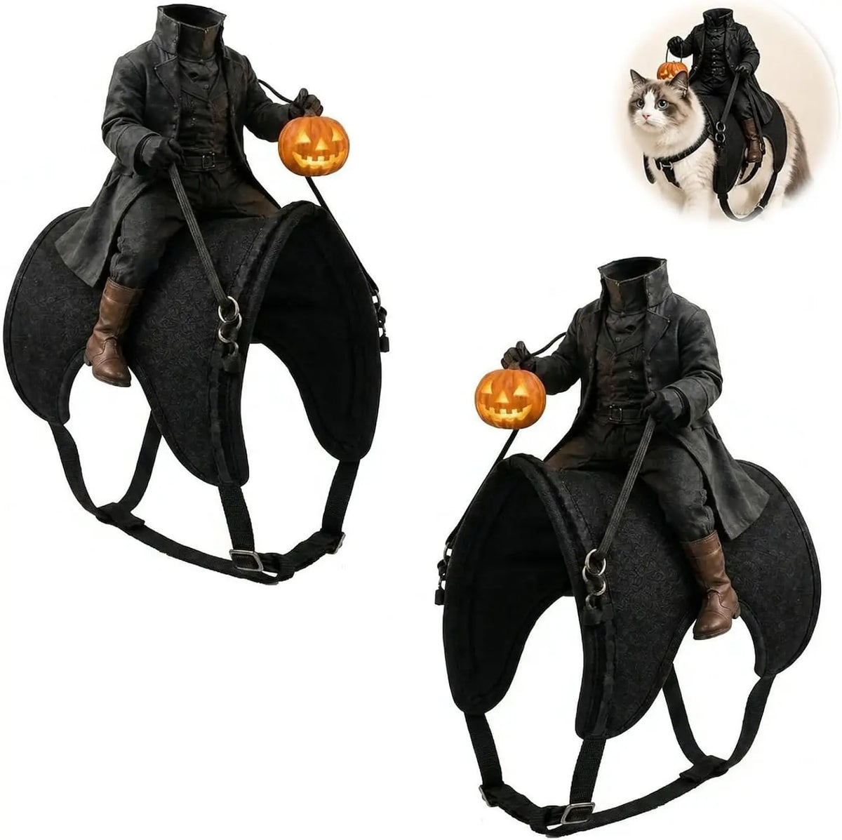 Halloween Party Pet Headless Horseman Pet Costume Spooky 3D Horse Riding Illusion Realistic Dark Rider Cosplay Outfit for Photos