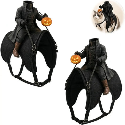 Halloween Party Pet Headless Horseman Pet Costume Spooky 3D Horse Riding Illusion Realistic Dark Rider Cosplay Outfit for Photos