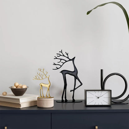 Reindeer Christmas Decor, Resin Reindeer Figurines, Modern Minimalist Xmas Sculpture, Elegant Indoor Holiday Decor