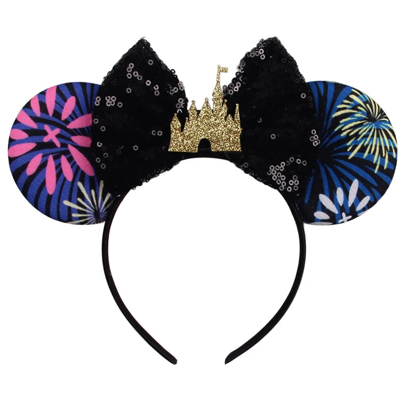 New Christmas Halloween Mouse Ears Headband Cartoon Sequin Bows Headband Birthday Party Princess Cosplay Costume For Women Adult