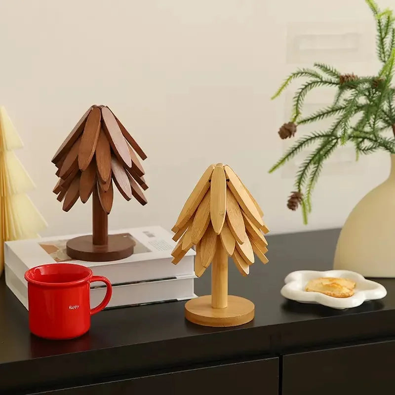 Christmas Tree Insulation Mat Solid Wood Dining Table Coaster Anti Scalding Mat Pot Mat Creative Personalized Home Decoration