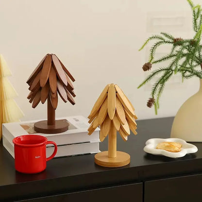 Christmas Tree Insulation Mat Solid Wood Dining Table Coaster Anti Scalding Mat Pot Mat Creative Personalized Home Decoration