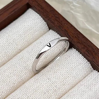 Elegant Initial Letter Alphabet Adjustable Thin Stackable Ring for Women Girl