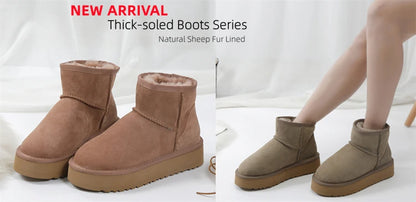 Snow Boots Women Waterproof Australia Winter Warm Shoes Non-slip Rubber Sole 100% Genuine Cowhide Leather Big Size Wholesale