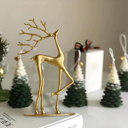 Reindeer Christmas Decor, Resin Reindeer Figurines, Modern Minimalist Xmas Sculpture, Elegant Indoor Holiday Decor