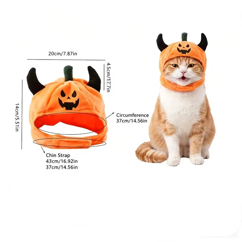 Halloween Pet Costume Hat – Fun Devil/Pumpkin Hat for Cats and Dogs; Warm, Festive, and Quirky – A Holiday Gift for Small Pets