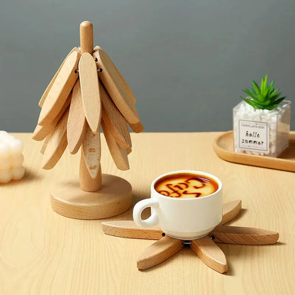 Christmas Tree Insulation Mat Solid Wood Dining Table Coaster Anti Scalding Mat Pot Mat Creative Personalized Home Decoration