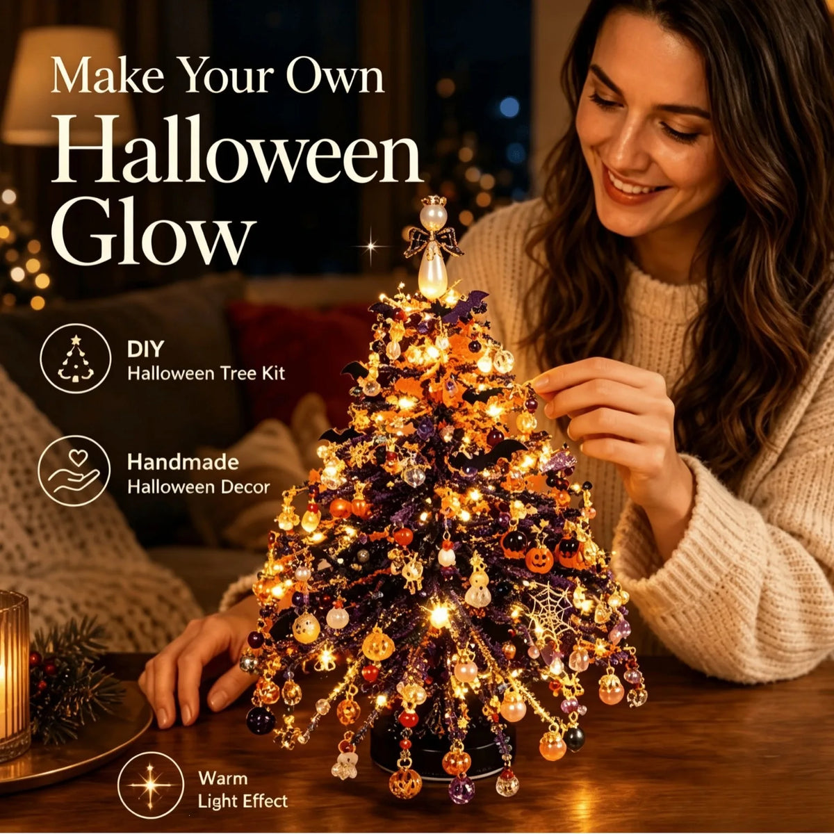 DIY Beaded Christmas Tree Kit Handmade Creative DIY Beading Project Set 3D Crystal Bead Holiday Craft Set for Women Men Home