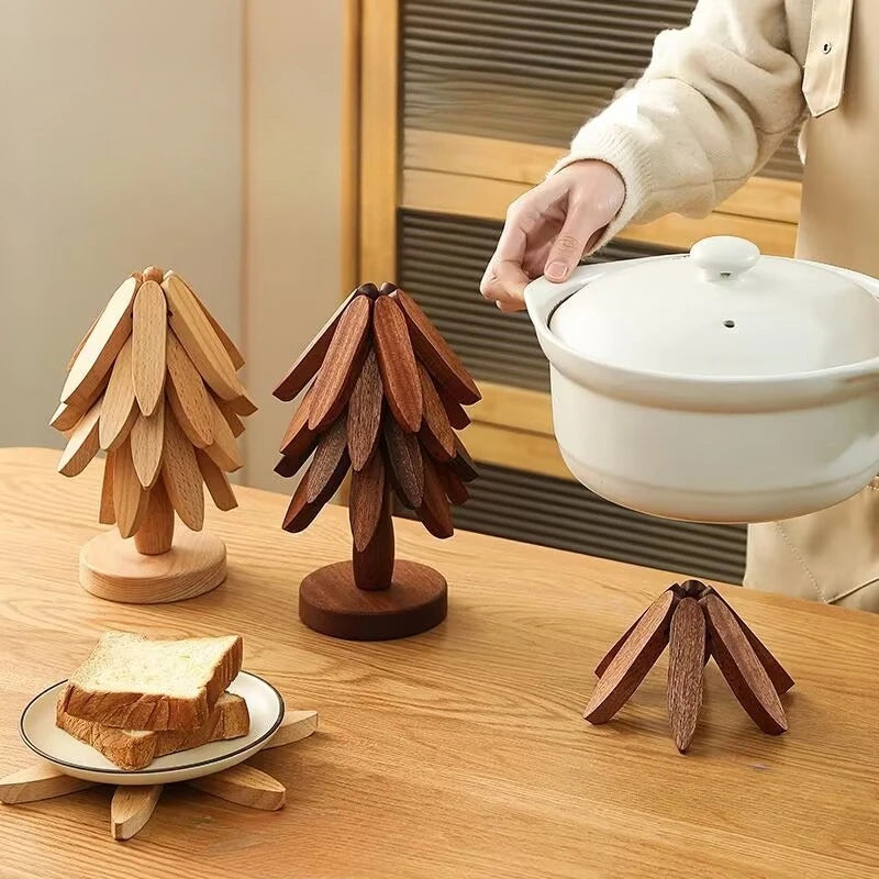 Christmas Tree Insulation Mat Solid Wood Dining Table Coaster Anti Scalding Mat Pot Mat Creative Personalized Home Decoration
