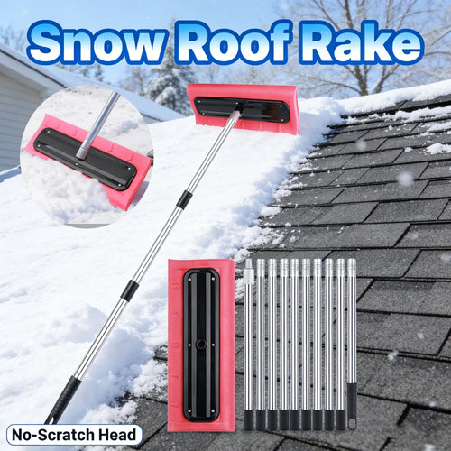 2-4m Snow Roof Rake with No-Scratch Head Foam Snow Broom Winter Snows Removal Tool Time Saving For Windshields Solar Panels