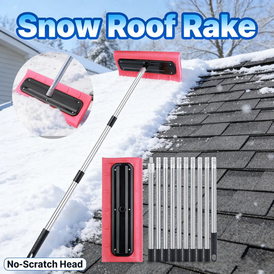 2-4m Snow Roof Rake with No-Scratch Head Foam Snow Broom Winter Snows Removal Tool Time Saving For Windshields Solar Panels