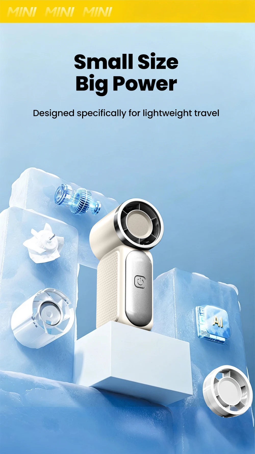 Mini Fan Handheld Portable Outdoor Small Fan 5-speed Adjust Ultra Mini Fan Type-C Rechargeable Home Office Summer Cooling Fans