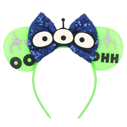 New Christmas Halloween Mouse Ears Headband Cartoon Sequin Bows Headband Birthday Party Princess Cosplay Costume For Women Adult