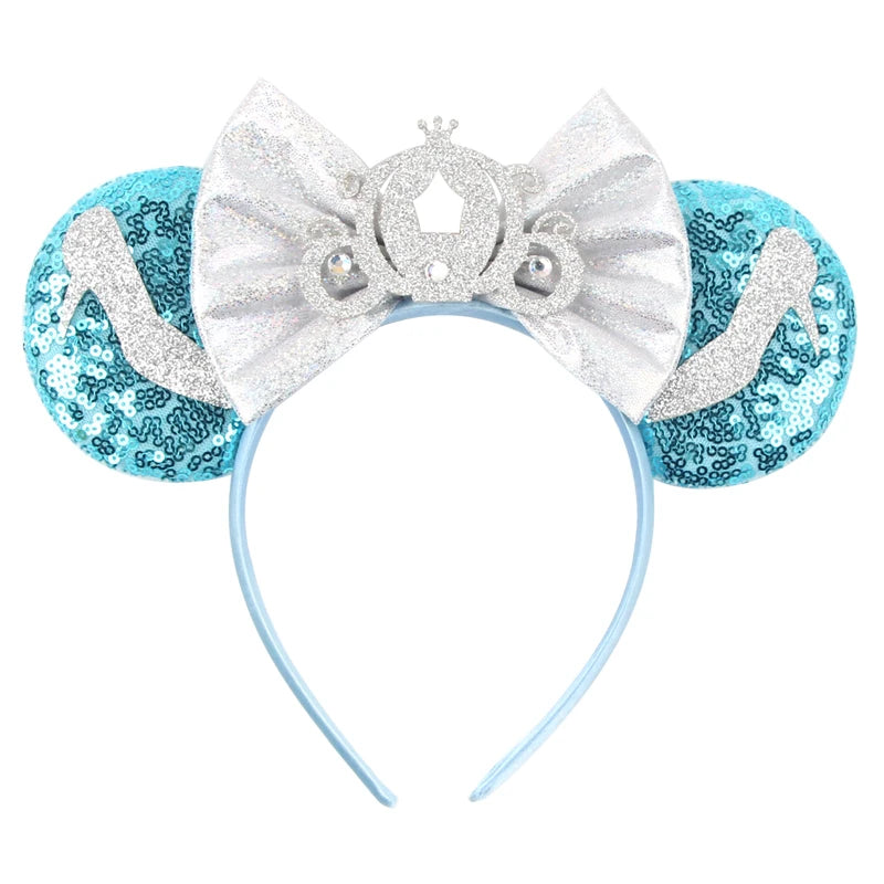 New Christmas Halloween Mouse Ears Headband Cartoon Sequin Bows Headband Birthday Party Princess Cosplay Costume For Women Adult