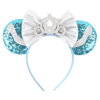 New Christmas Halloween Mouse Ears Headband Cartoon Sequin Bows Headband Birthday Party Princess Cosplay Costume For Women Adult