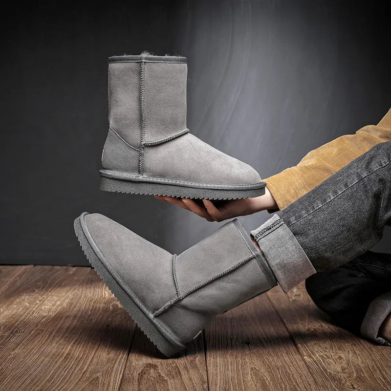 Snow Boots Men Waterproof Australia Winter Warm Shoes Non Slip Rubber Sole 100% Genuine Sheepskin Leather Big Size Wholesale