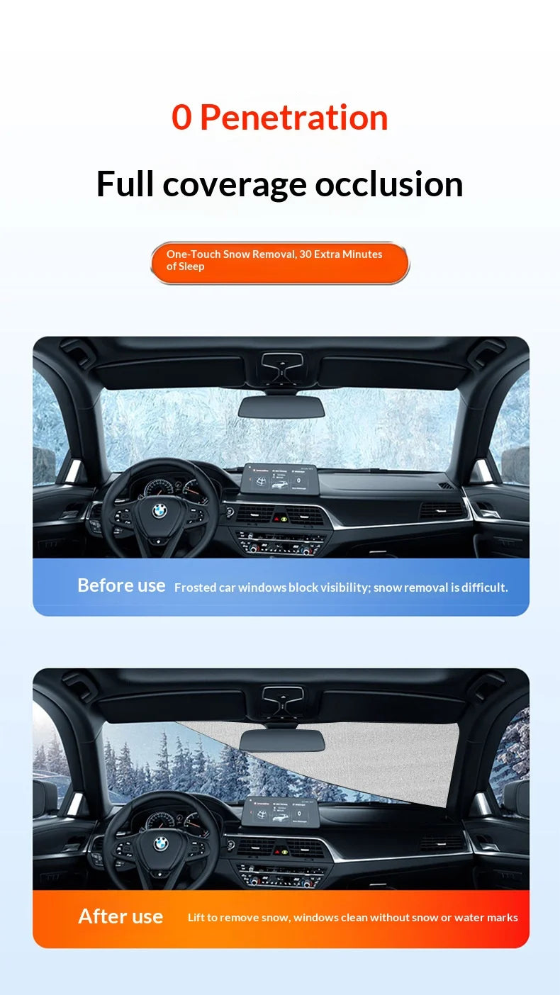 Car Windshield Snow Cover | PE Aluminum Film Winter Ice & Frost Shield | UV Protection & Dustproof Sunshade for Car Windshield