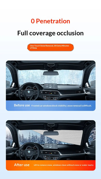 Car Windshield Snow Cover | PE Aluminum Film Winter Ice & Frost Shield | UV Protection & Dustproof Sunshade for Car Windshield