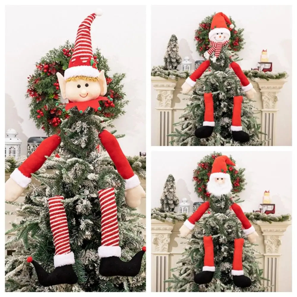 3D Christmas Decoration Supplies Creative Cute Hugging Tree Doll Pendant Three-dimensional Santa Claus DIY Decor Supplies