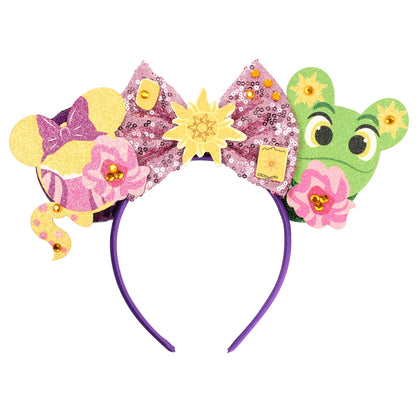 New Christmas Halloween Mouse Ears Headband Cartoon Sequin Bows Headband Birthday Party Princess Cosplay Costume For Women Adult