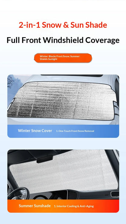 Car Windshield Snow Cover | PE Aluminum Film Winter Ice & Frost Shield | UV Protection & Dustproof Sunshade for Car Windshield
