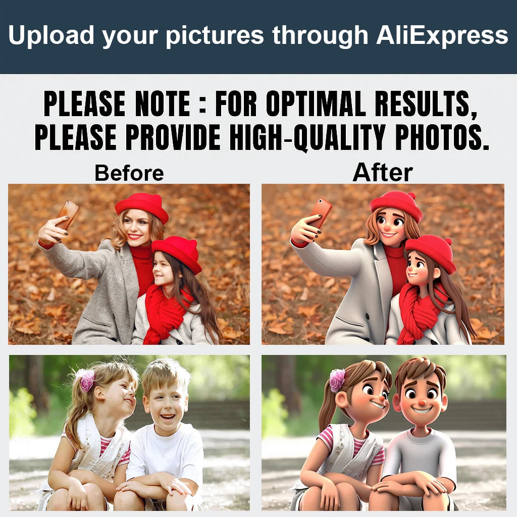 Custom Cartoon Style Portrait from Photo Personalized Cartoon Christmas Gift for Couples Family Kids - Unique Wall Art Poster