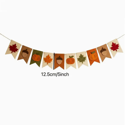 Fall Harvest Felt Banner Pumpkin Maple Leaf Acorn Garland Flag Autumn Thanksgiving Home Fireplace Mantel Party Hanging Decor