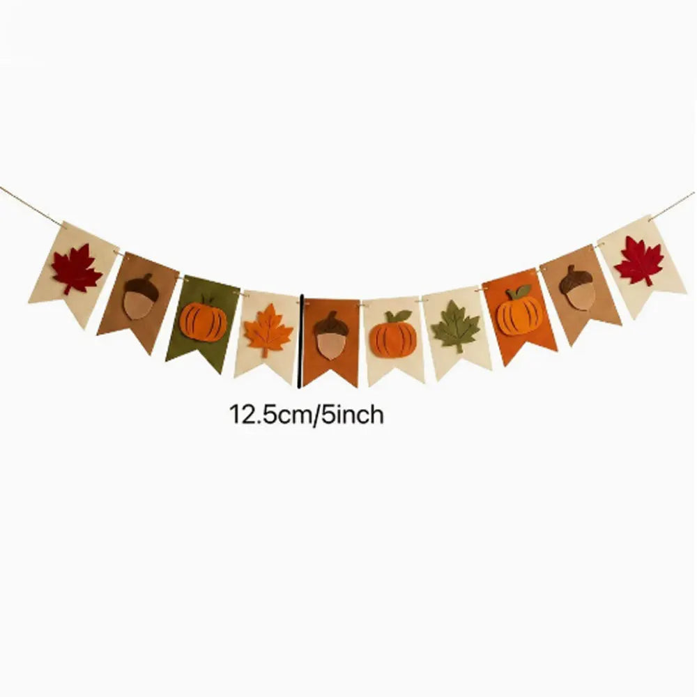 Fall Harvest Felt Banner Pumpkin Maple Leaf Acorn Garland Flag Autumn Thanksgiving Home Fireplace Mantel Party Hanging Decor