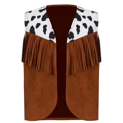 Kids Girl Boy Fringed Vest for Carnival Theme Party Tassels Top Open Front Waistcoat Child Halloween Western Cowboy Costumes