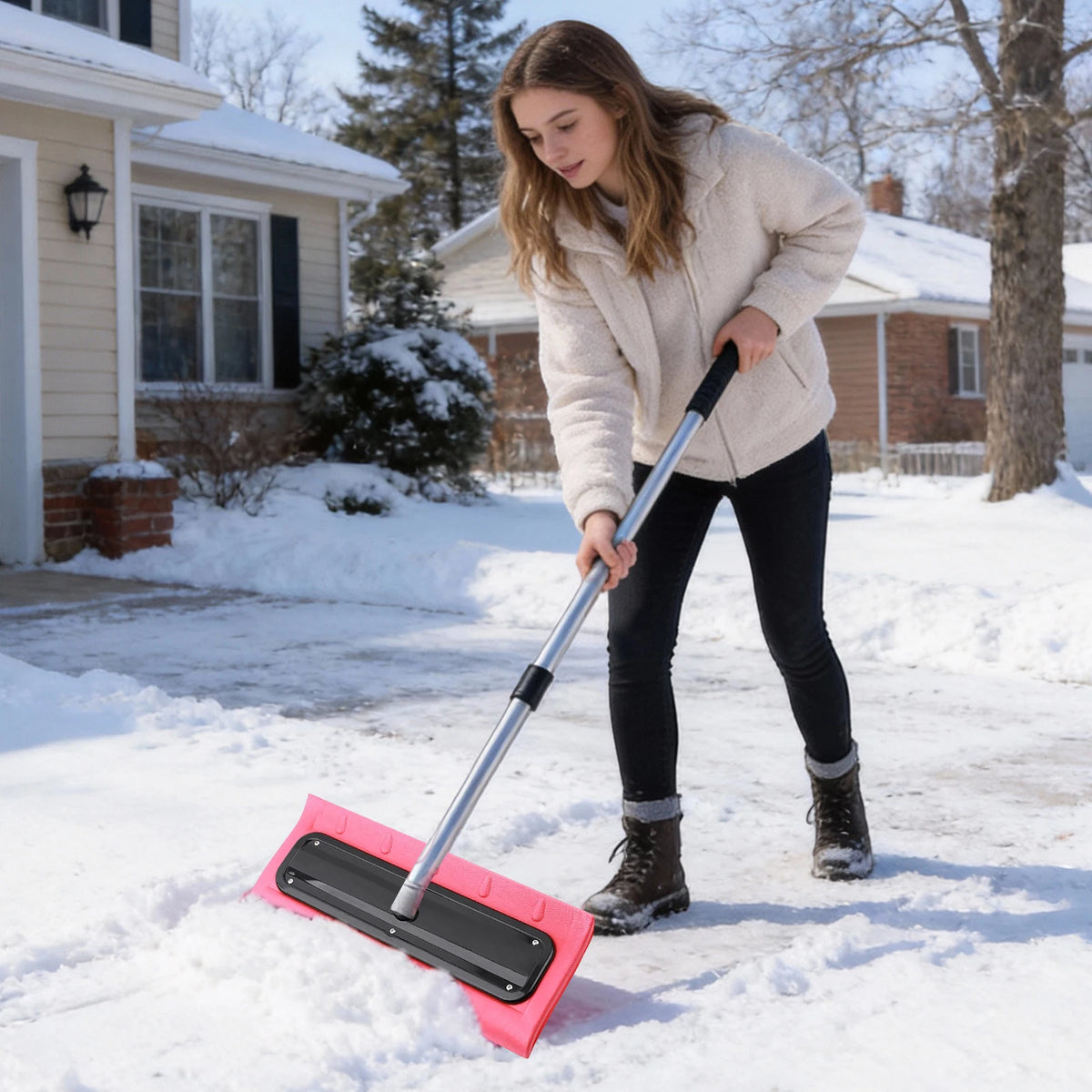 2-4m Snow Roof Rake with No-Scratch Head Foam Snow Broom Winter Snows Removal Tool Time Saving For Windshields Solar Panels