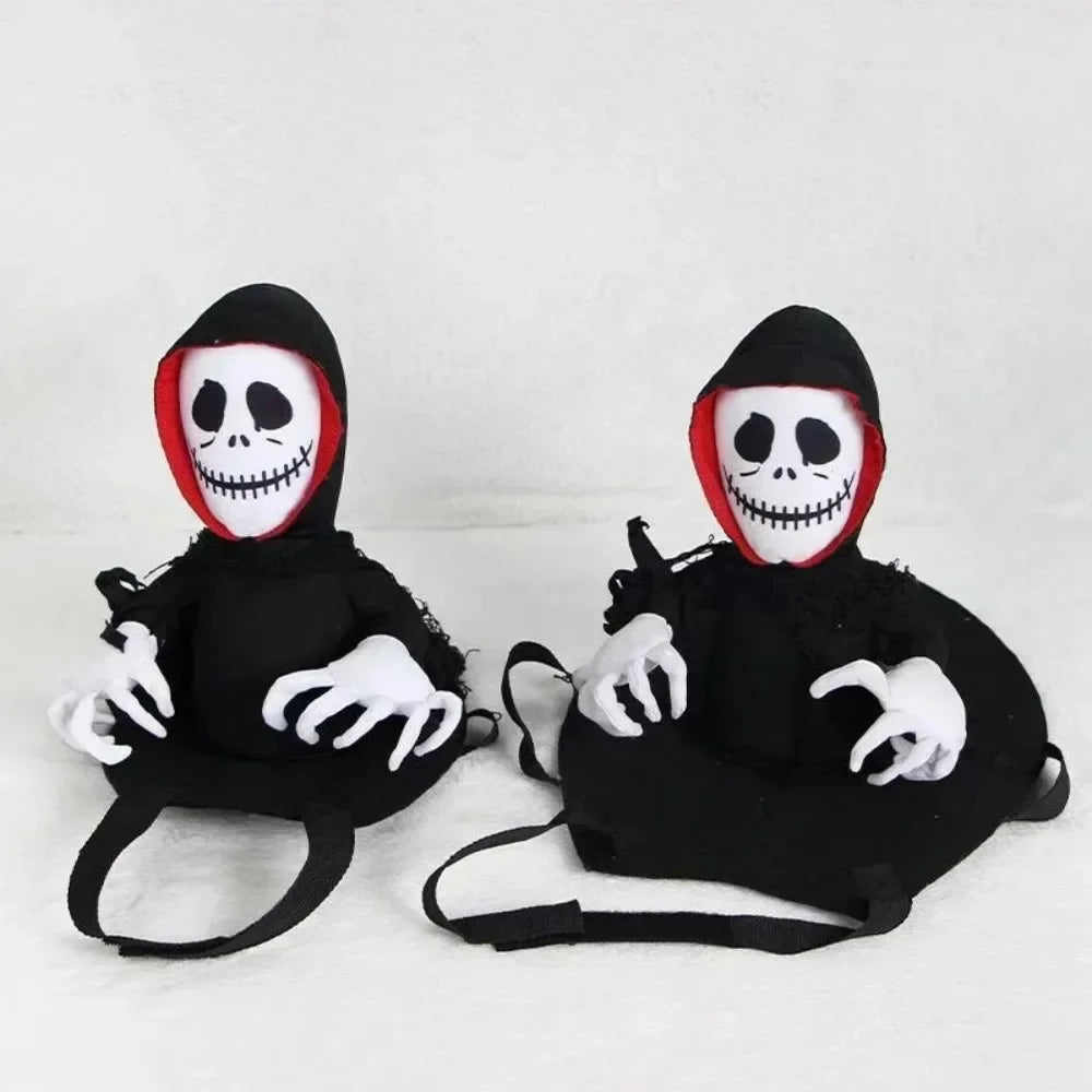Halloween Pet Dog Costume Skeleton Reaper Rider Style Dog Cosplay Clothes Funny Riding Outfit Medium Large Dogs Party Dress‑up