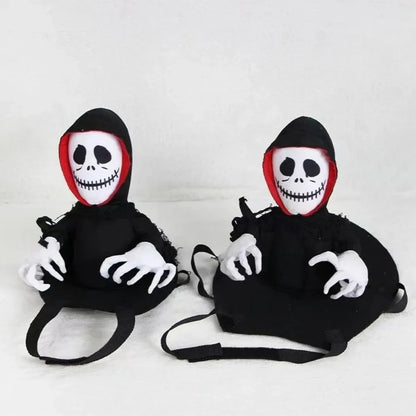 Halloween Pet Dog Costume Skeleton Reaper Rider Style Dog Cosplay Clothes Funny Riding Outfit Medium Large Dogs Party Dress‑up