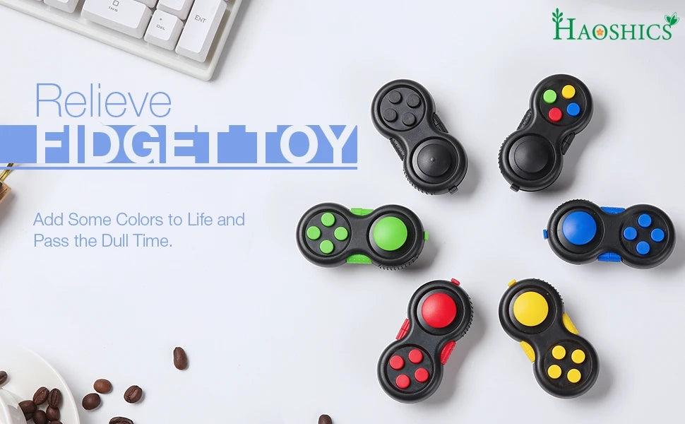 Fidget Pad with 8 Fidget Functions, Fidget Controller Stress Reducer, Toy Cube Relieves Stress and Anxiety
