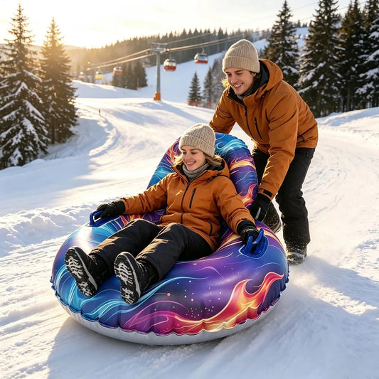 Snow Tubes For Adults Heavy Duty Cold Resistant Ergonomic Sleds Family Sledding Sports Beach Park Backyard Outdoor Winter