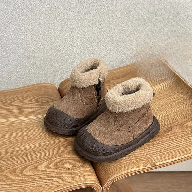 Soft Leather Children's Snow Boots for Baby Toddler Warm Fleece Lined Winter Outdoor Footwear Toddler Boots for Little Kids