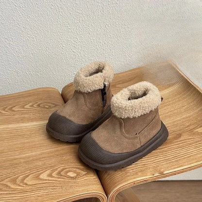Soft Leather Children's Snow Boots for Baby Toddler Warm Fleece Lined Winter Outdoor Footwear Toddler Boots for Little Kids