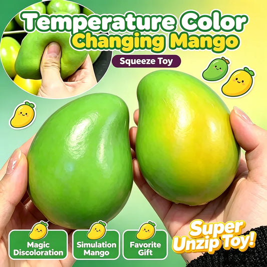 Hot Selling Realistic Temperature Sensitive Color Changing Mango Stress Relief Squeeze Fidget Toy ASMR for Adults Stress Relief