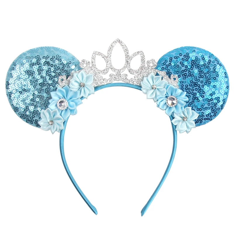 New Christmas Halloween Mouse Ears Headband Cartoon Sequin Bows Headband Birthday Party Princess Cosplay Costume For Women Adult