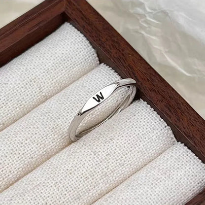 Elegant Initial Letter Alphabet Adjustable Thin Stackable Ring for Women Girl