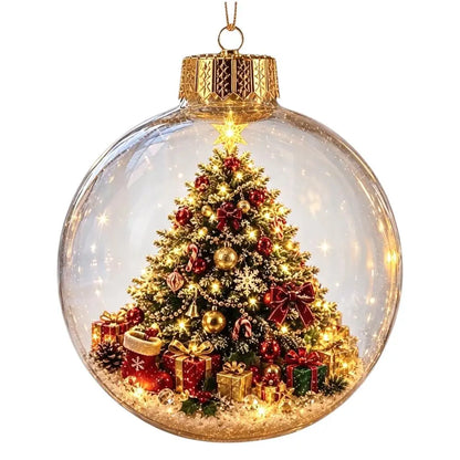 Christmas Story Decorations With Lights Creative Nutcracker Reindeer Snowman Glowing Christmas Tree Decor Pendant Crystal ball