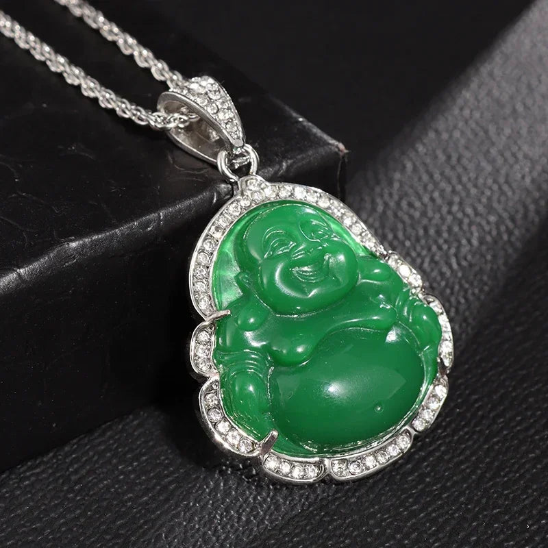 Can Open Bronze Mirror Box Pendant Women\'s Charm Retro Necklace Exquisite Handicrafts Oval Imitation Jade Jewelry Birthday Gift